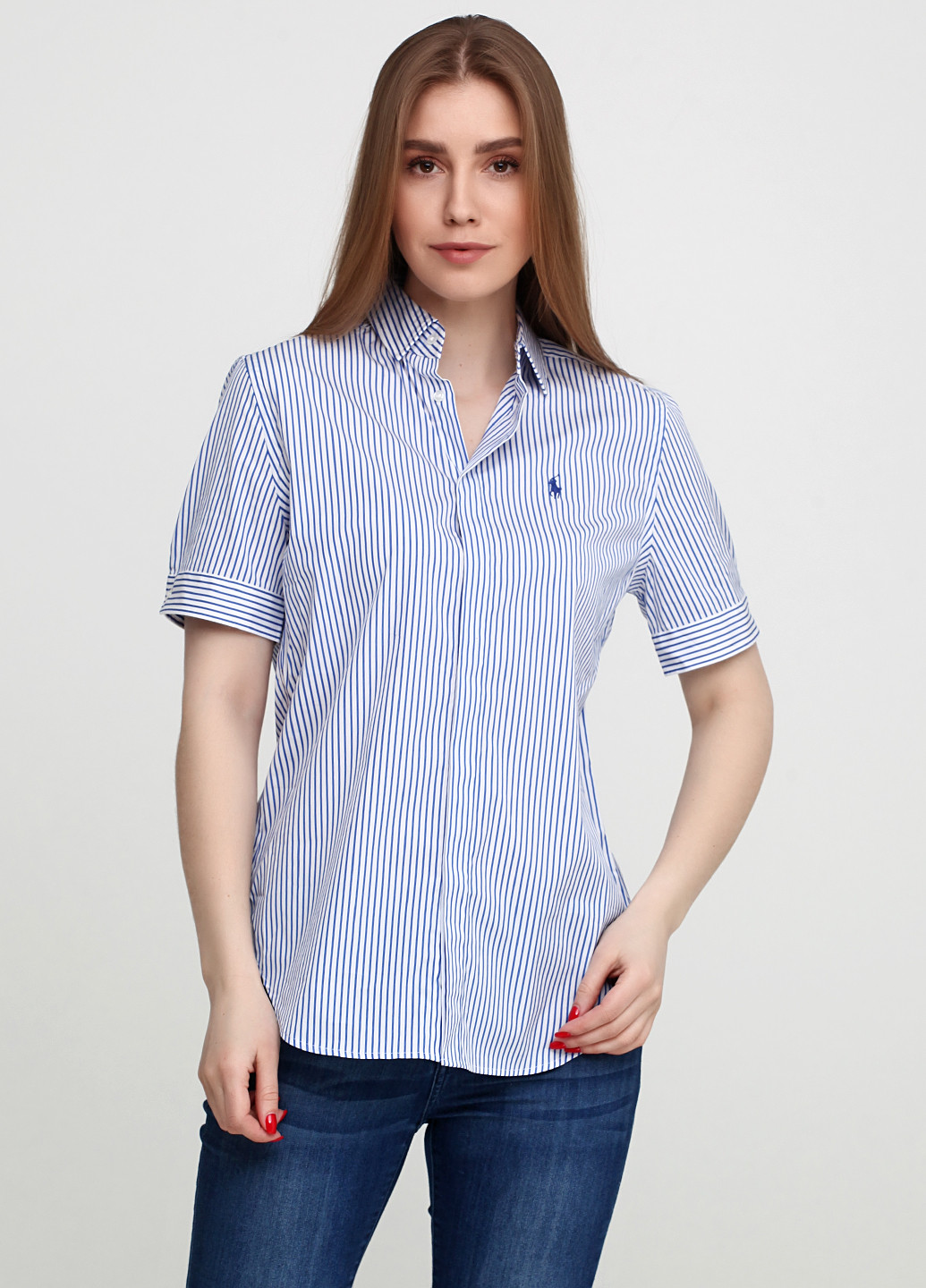 Голубой кэжуал рубашка в полоску Ralph Lauren