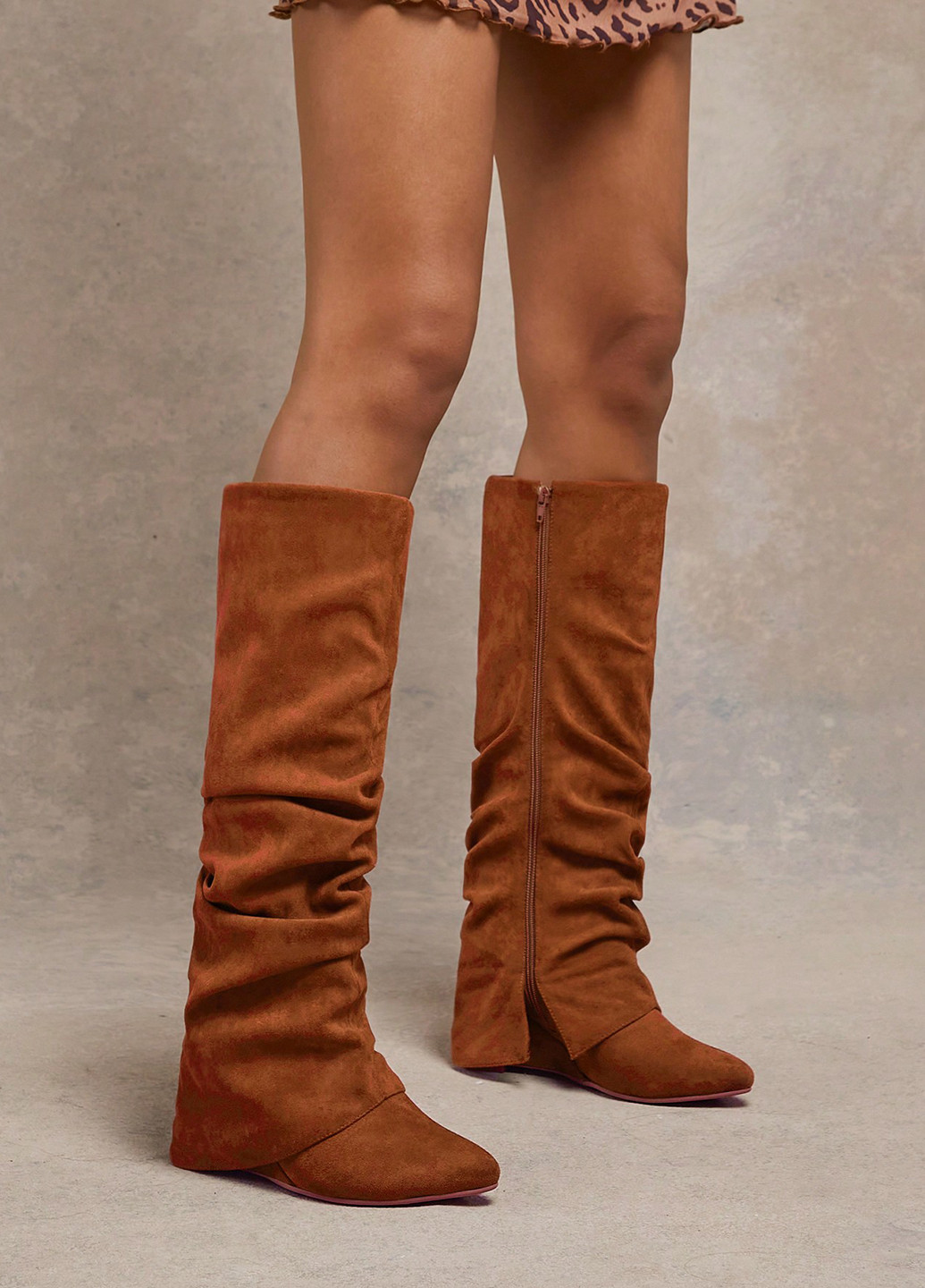 Осенние сапоги SHEIN с драпировкой