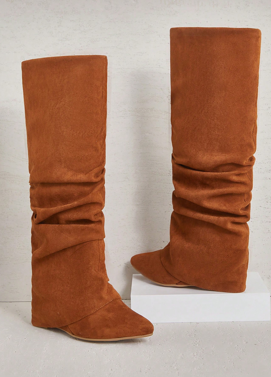 Осенние сапоги SHEIN с драпировкой