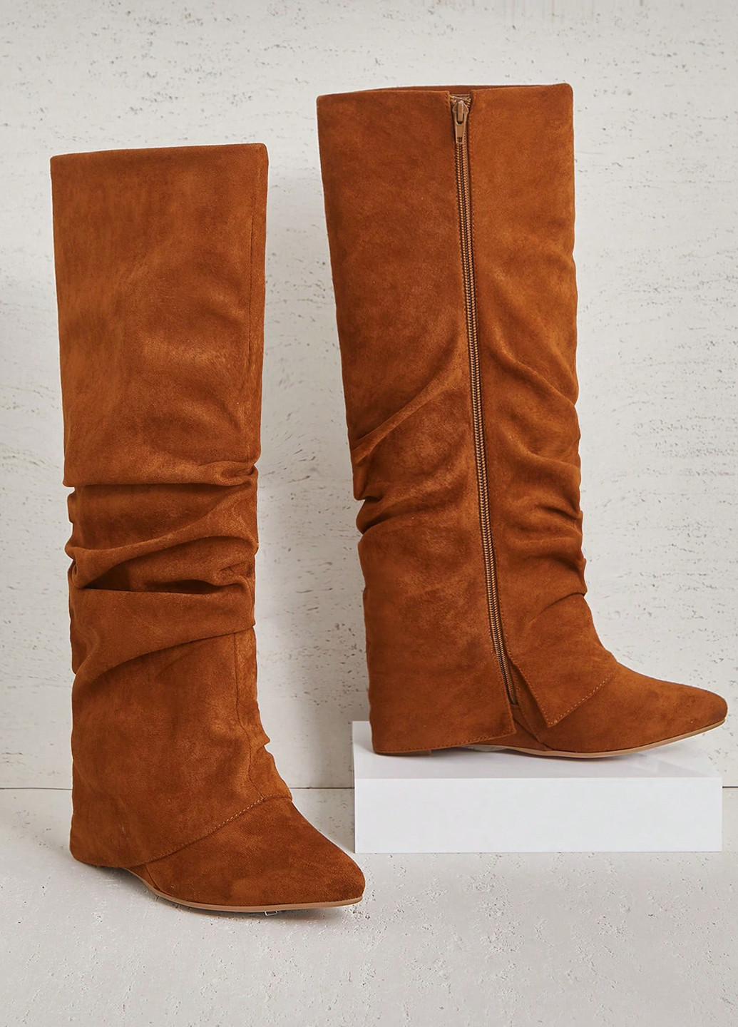 Осенние сапоги SHEIN с драпировкой