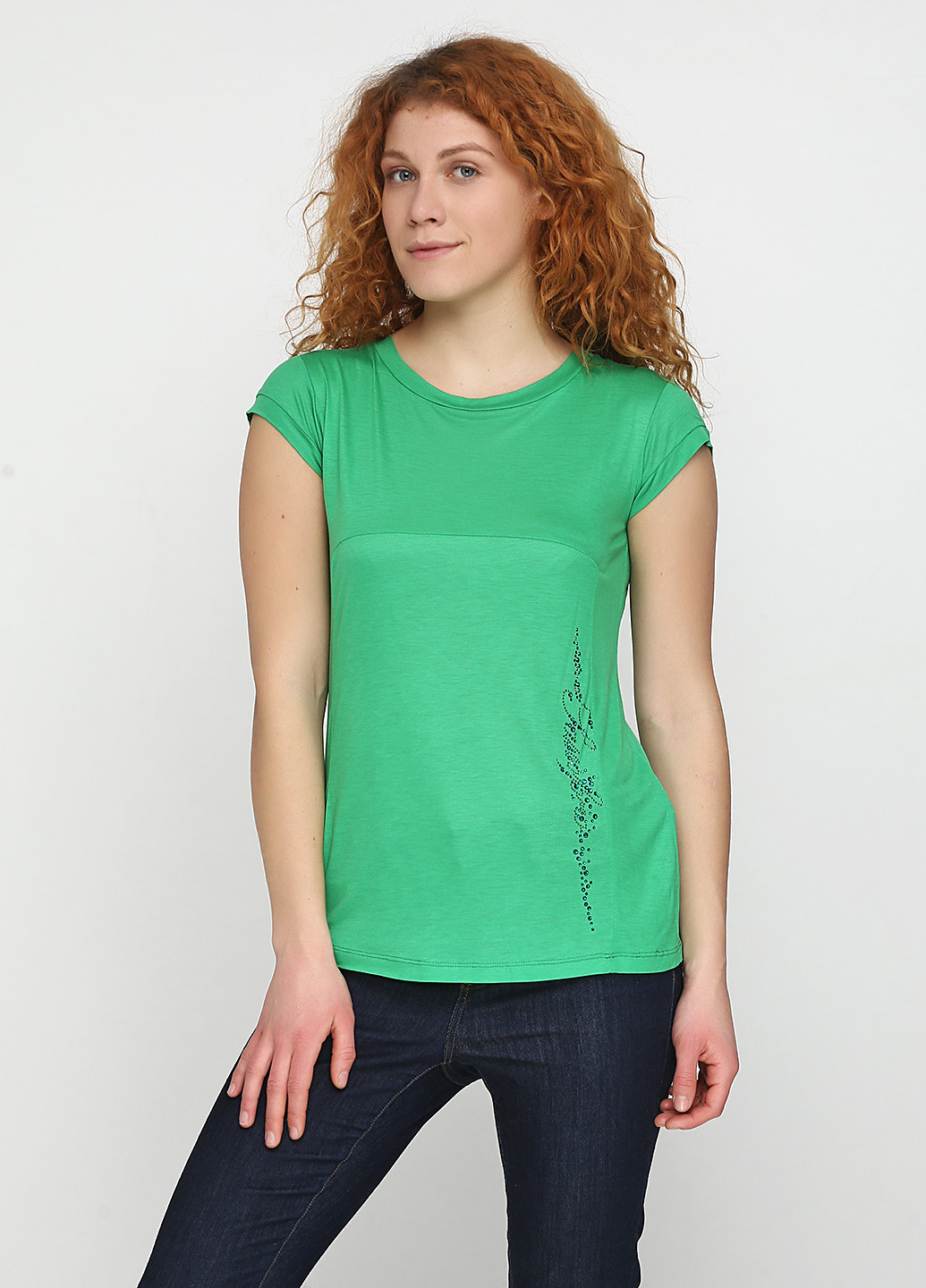 Зеленая летняя футболка Sassofono