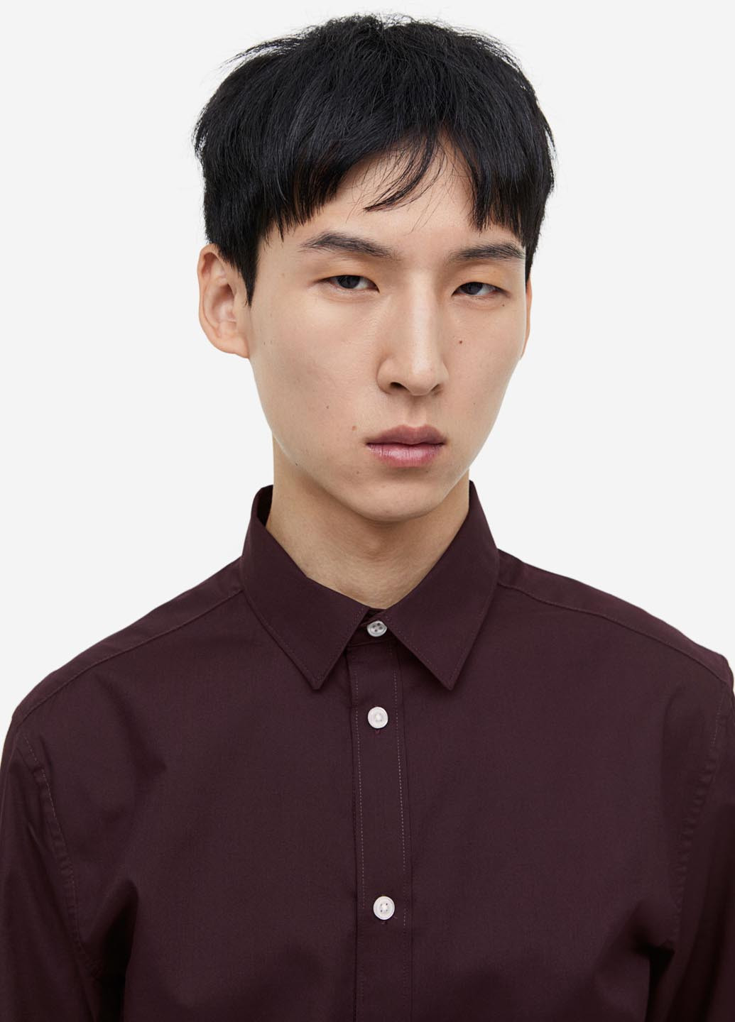 Бордовая классическая, кэжуал рубашка однотонная H&M