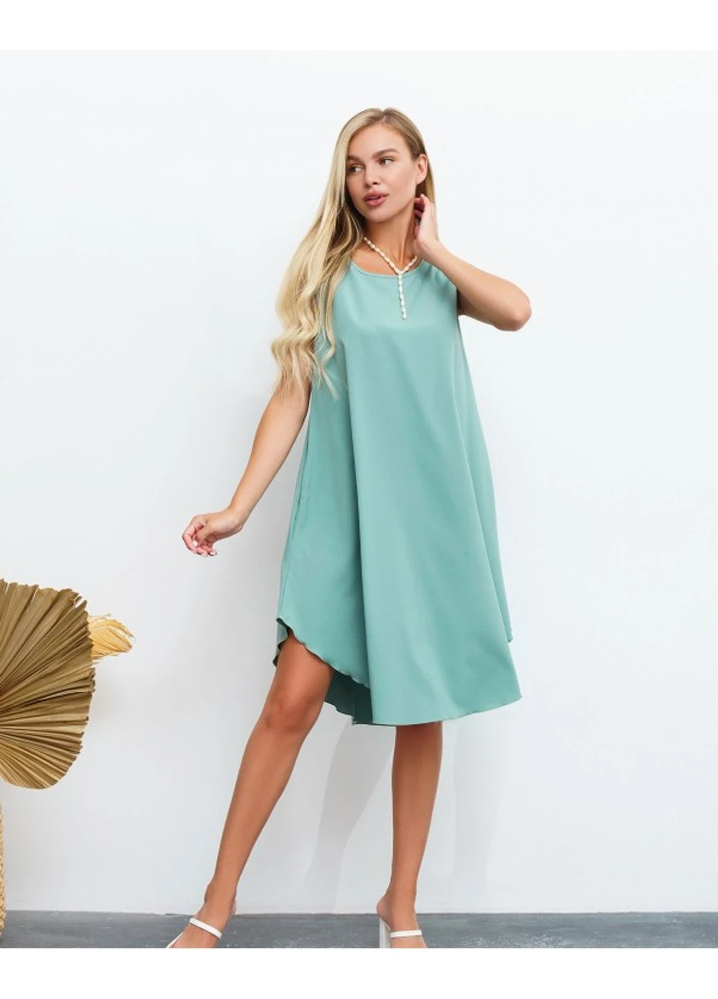 Оливковое повседневный платье 13462 xl голубой ISSA PLUS однотонное