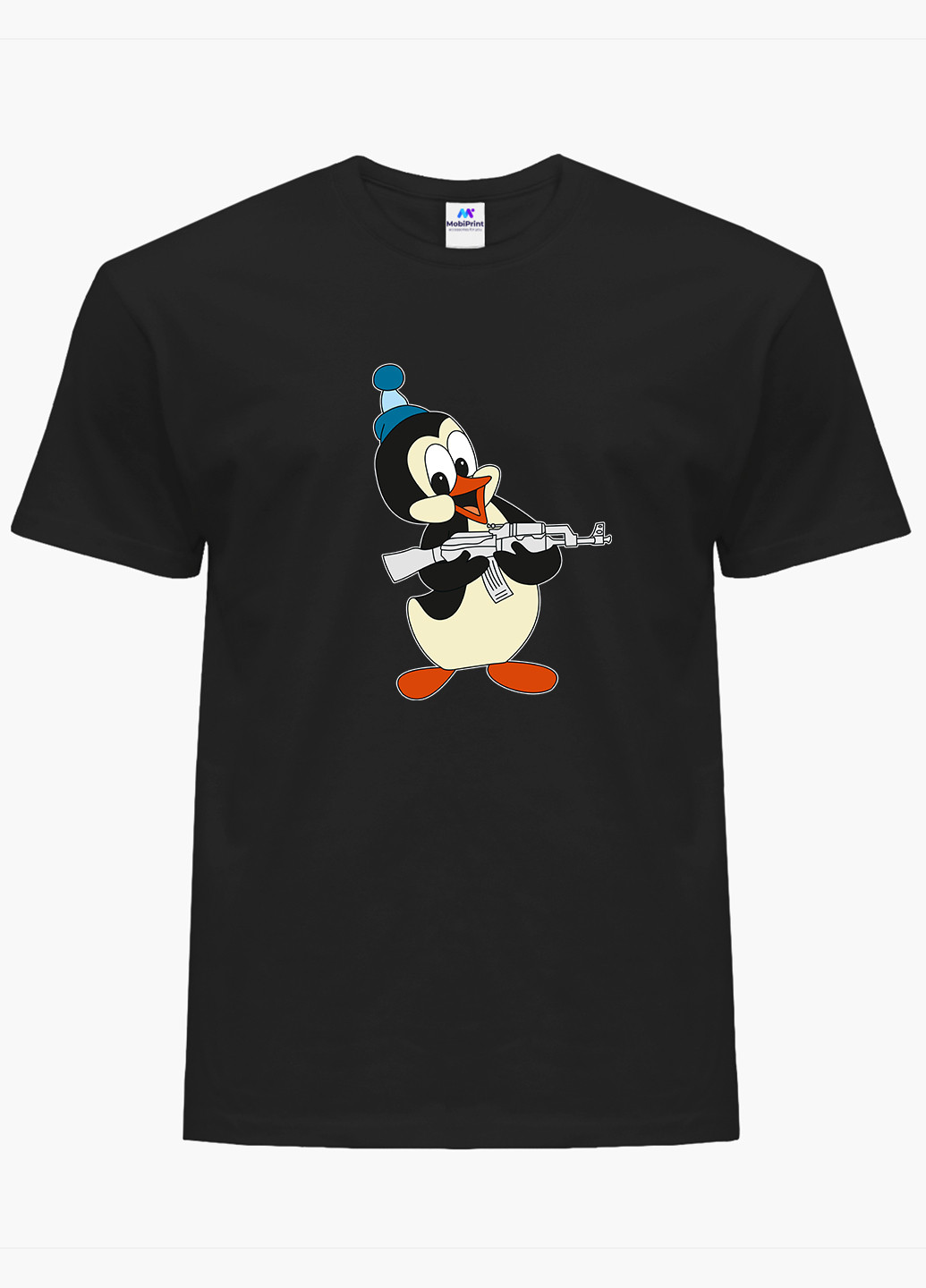 Черная футболка мужская чилли вилли с автоматом (chilly willy) (9223-2077-1) xxl MobiPrint