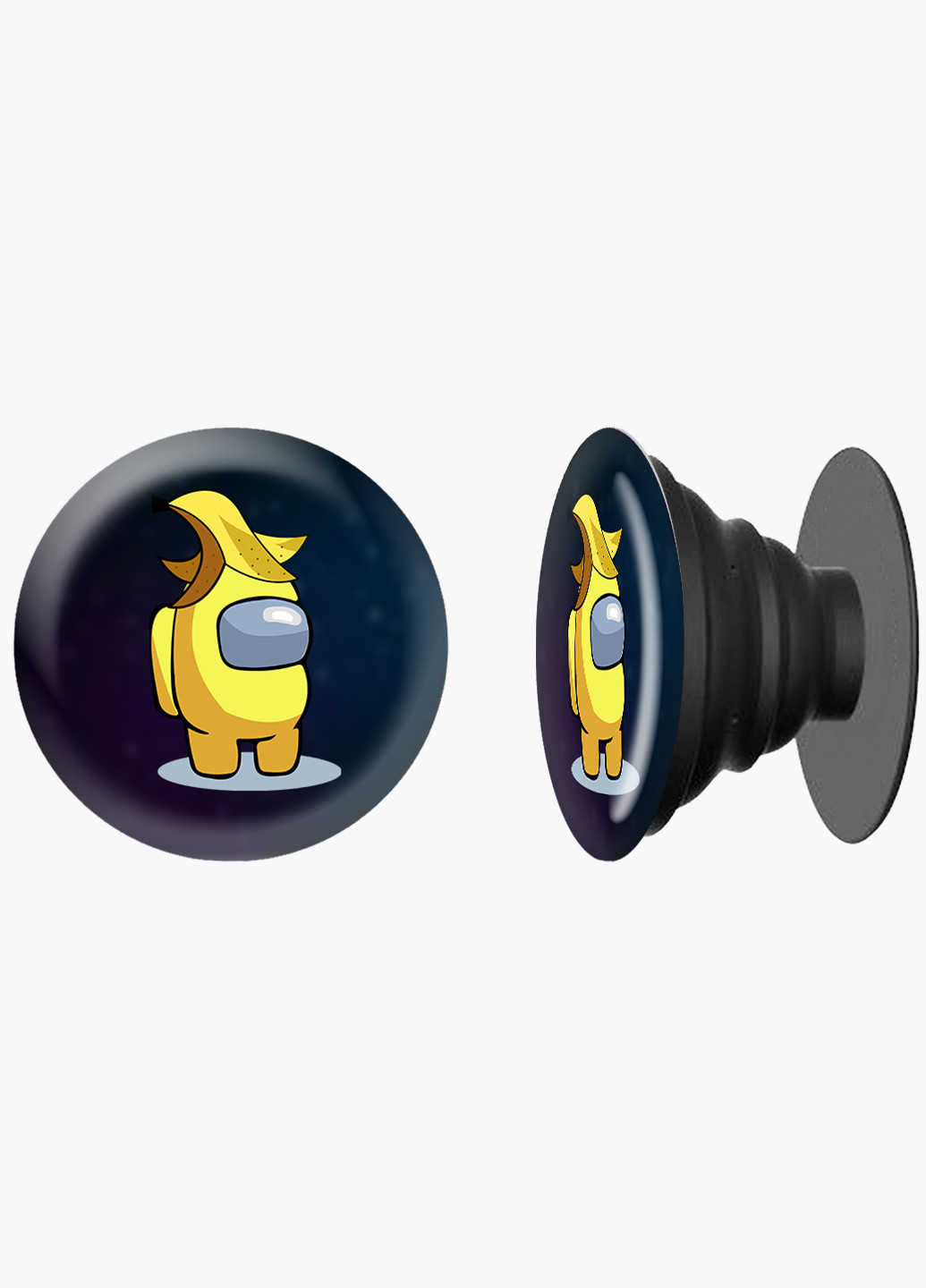 Попсокет (Popsockets) тримач для смартфону Амонг Ас Жовтий (Among Us Yellow) (8754-2416) Чорний MobiPrint (216836499)