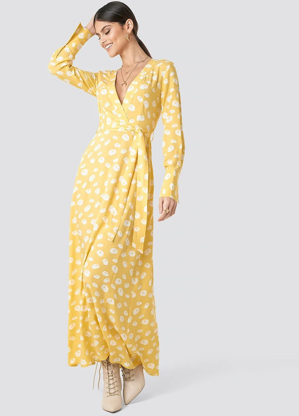 Жовтий кежуал сукня NA-KD з квітковим принтом