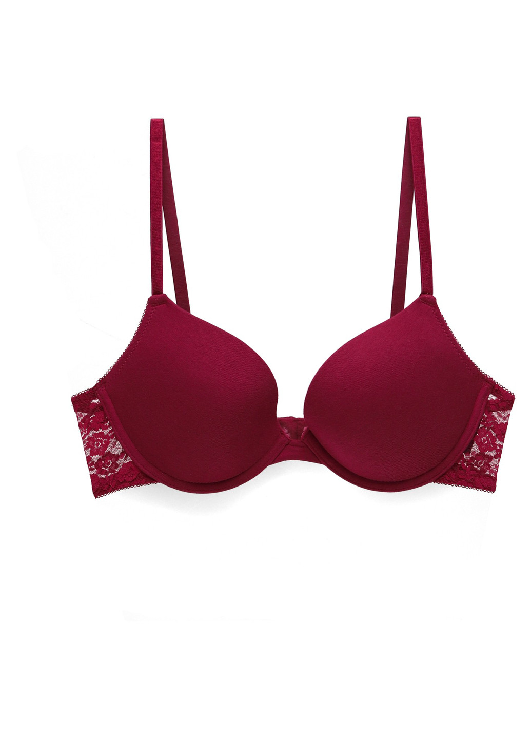 Бордовый балконет бюстгальтер H&M с косточками хлопок