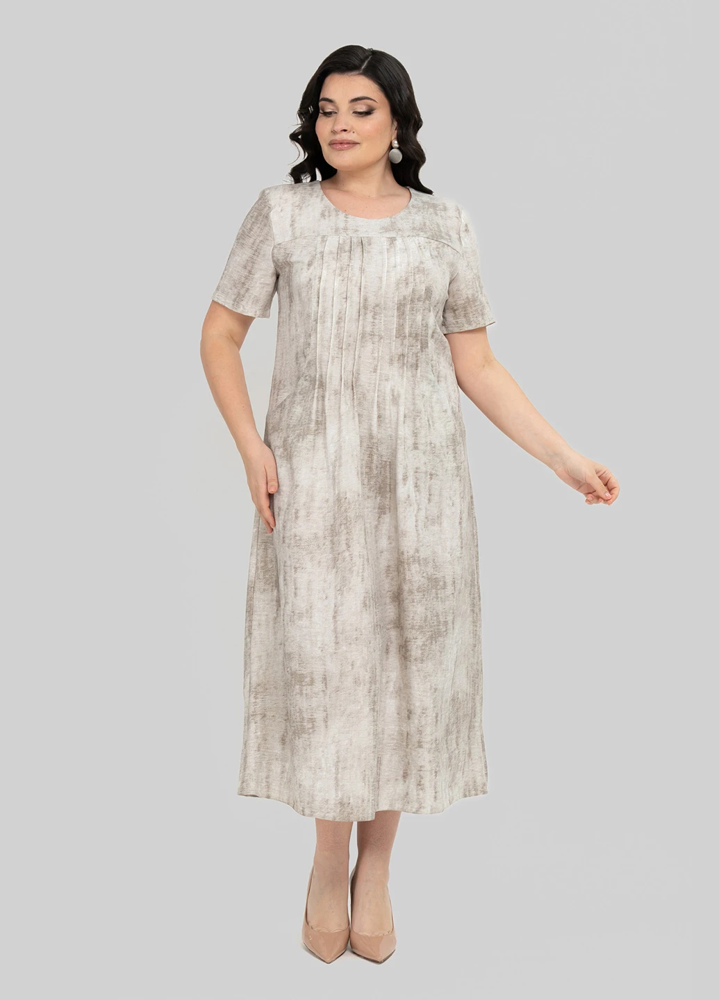 Кремова кежуал сукня а-силует A'll Posa з абстрактним візерунком