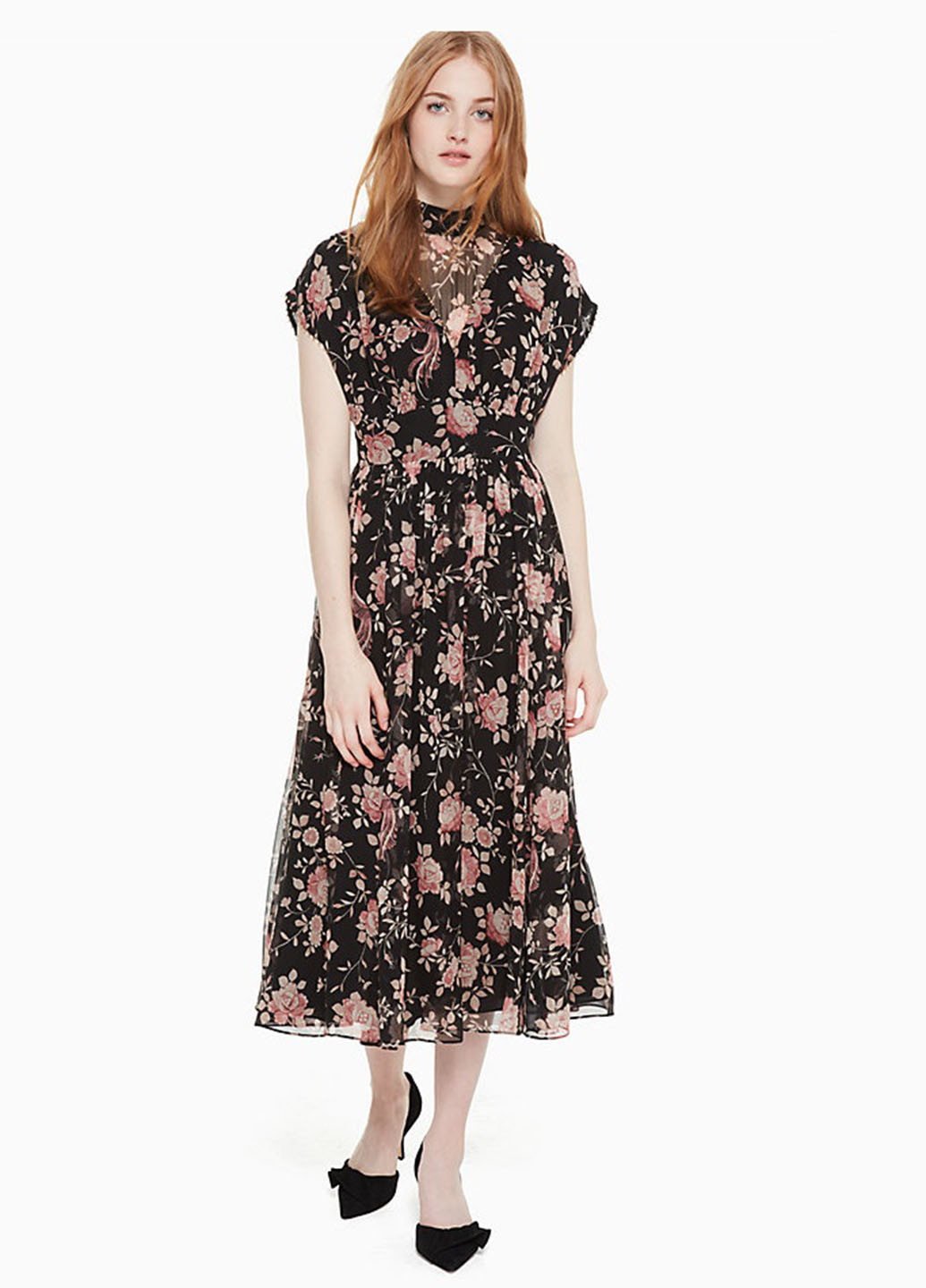 Комбинированное кэжуал платье клеш Kate Spade с цветочным принтом