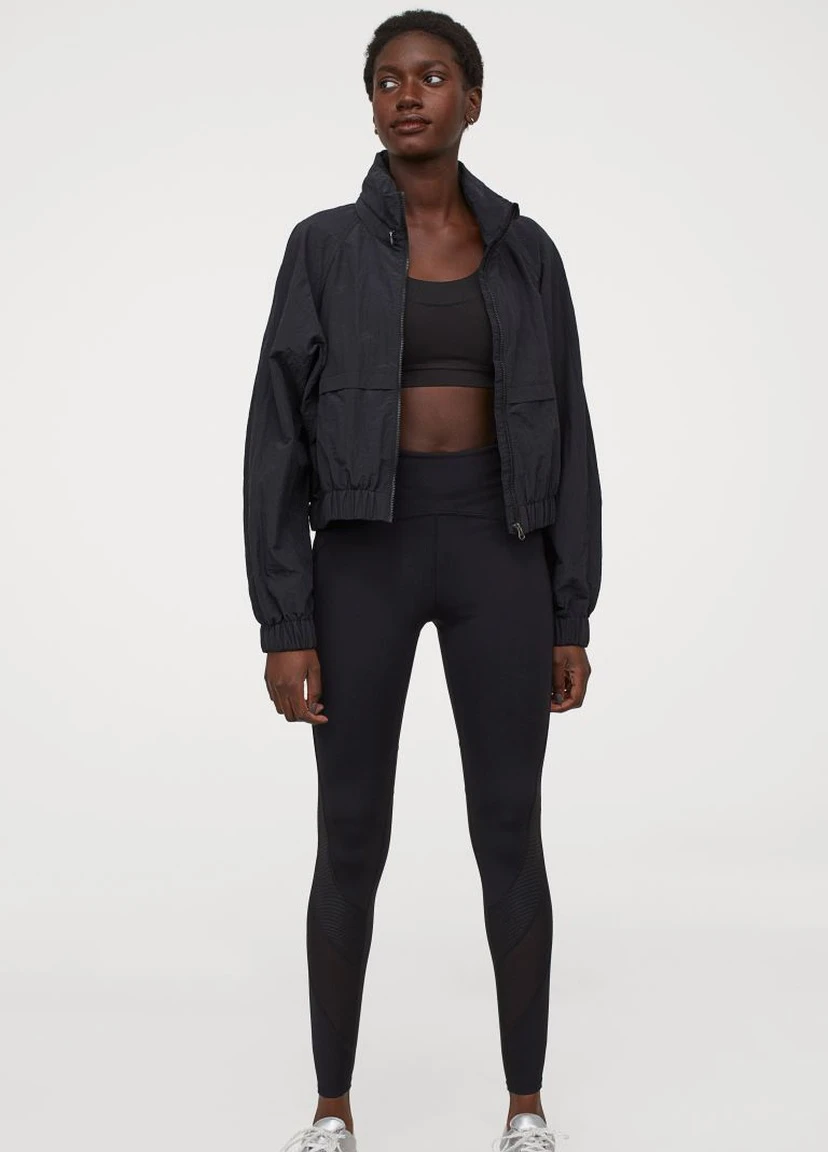 Черные демисезонные леггинсы с мембраной high waist H&M