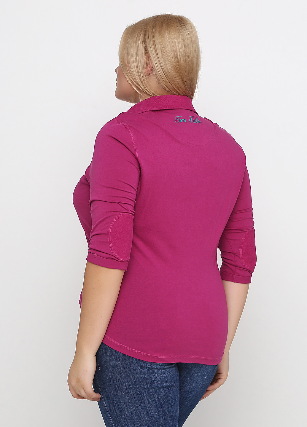 Фуксиновая (цвета Фуксия) женская футболка-поло Tom Tailor с надписью