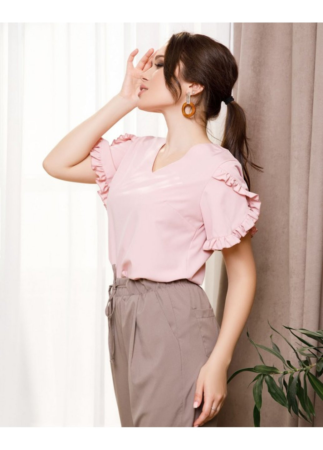 Розовая демисезонная блуза sa-230 s розовый ISSA PLUS