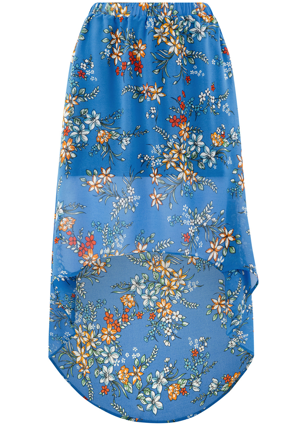 Темно-голубая кэжуал цветочной расцветки юбка Oodji миди