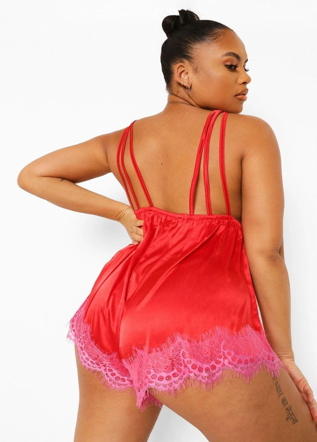 Комбинезон Boohoo однотонный красный откровенный