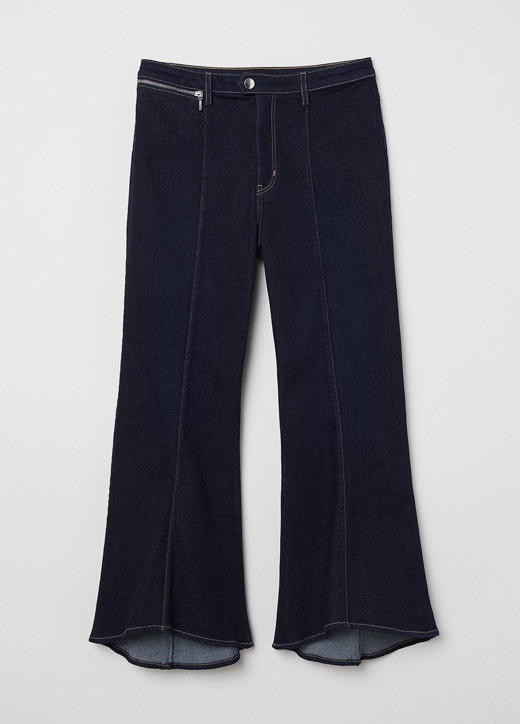 Джинси H&M кльош однотонні темно-сині джинсові бавовна