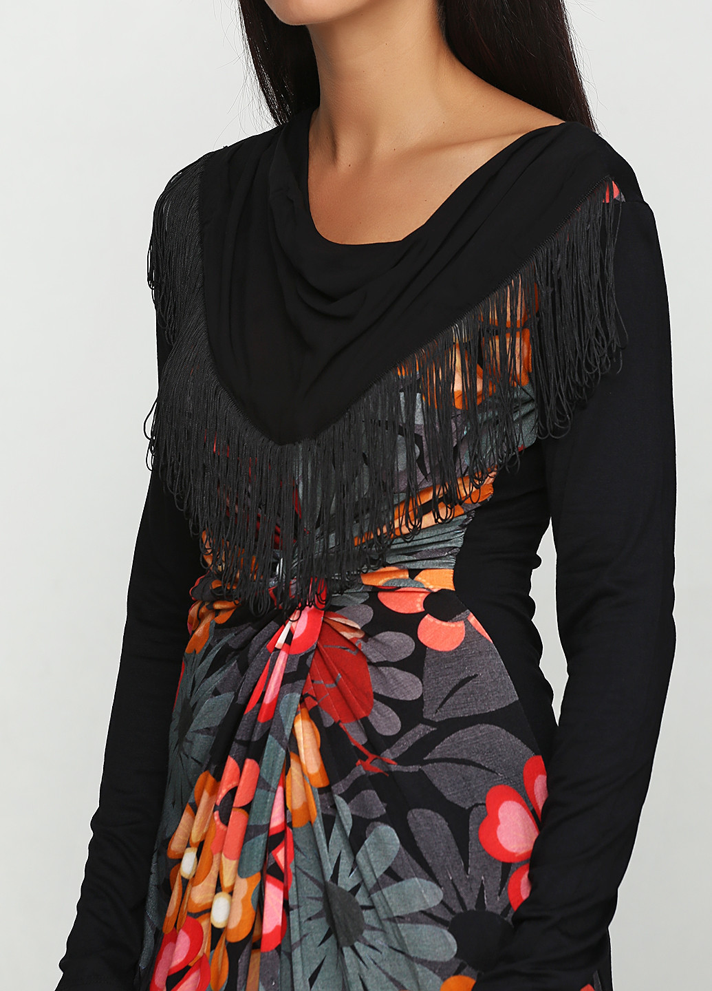Черное кэжуал платье Desigual с цветочным принтом