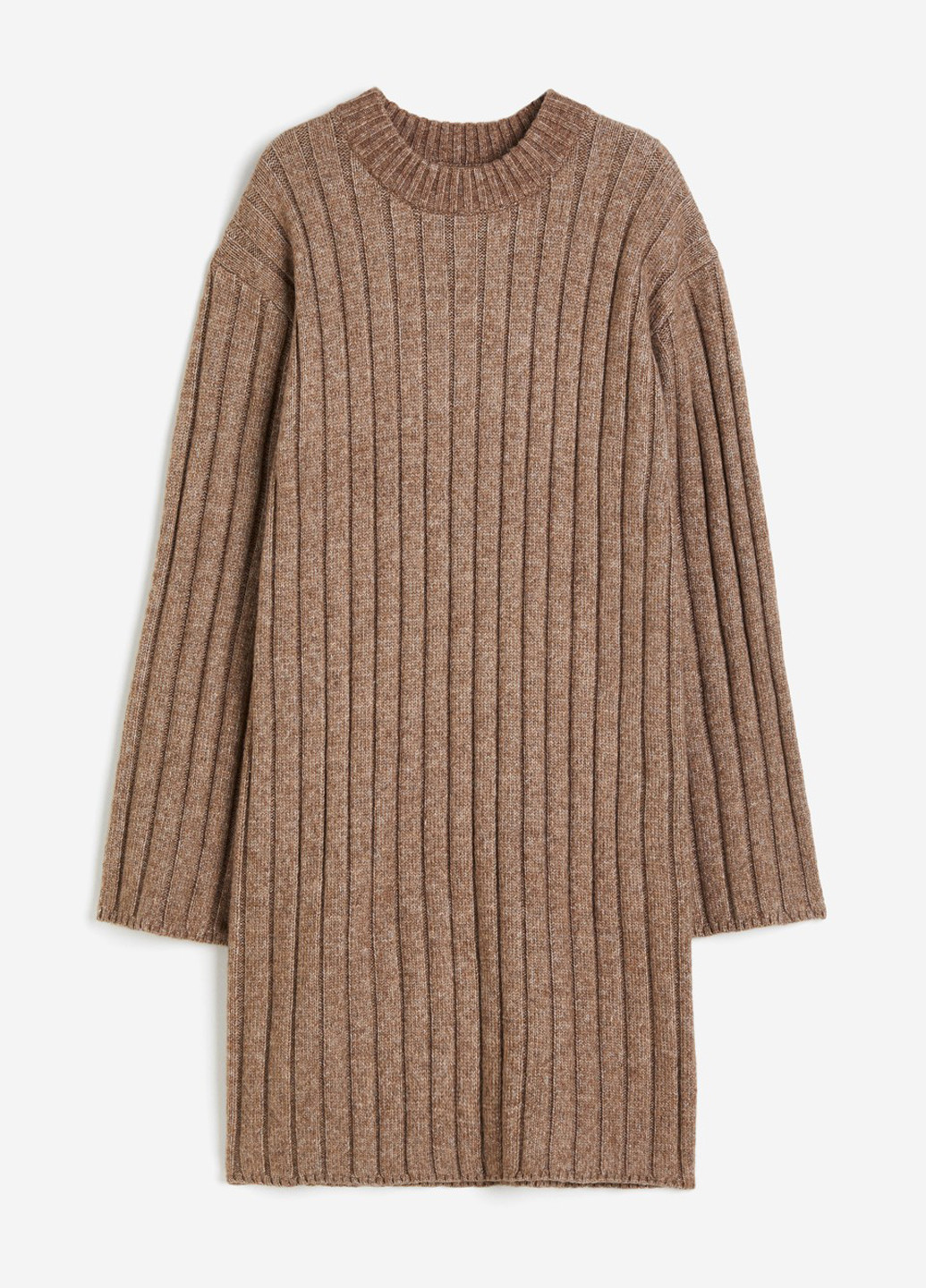 Темно-бежевое кэжуал платье платье-свитер H&M меланжевое