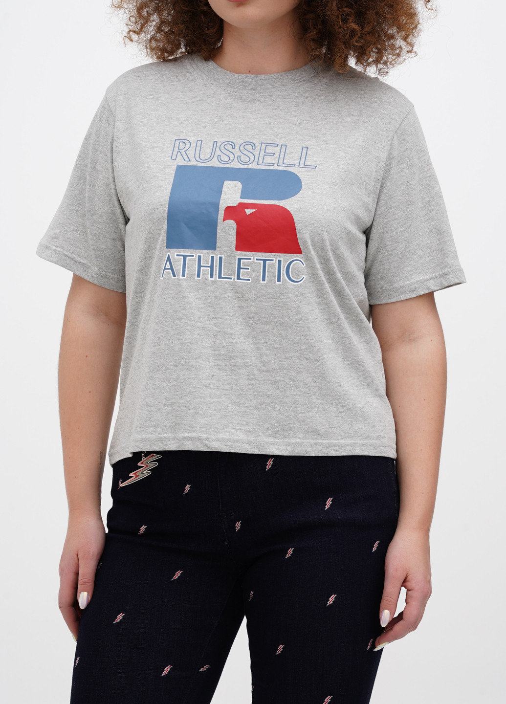 Серая летняя футболка Russell Athletic