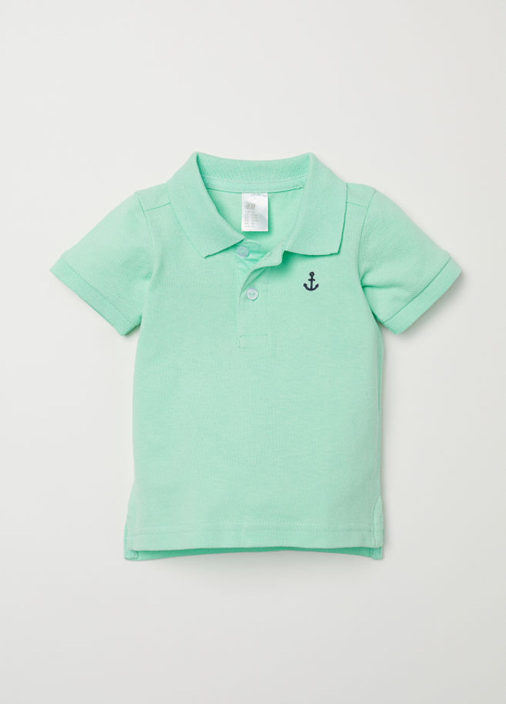 Мятная детская футболка-поло для мальчика H&M однотонная