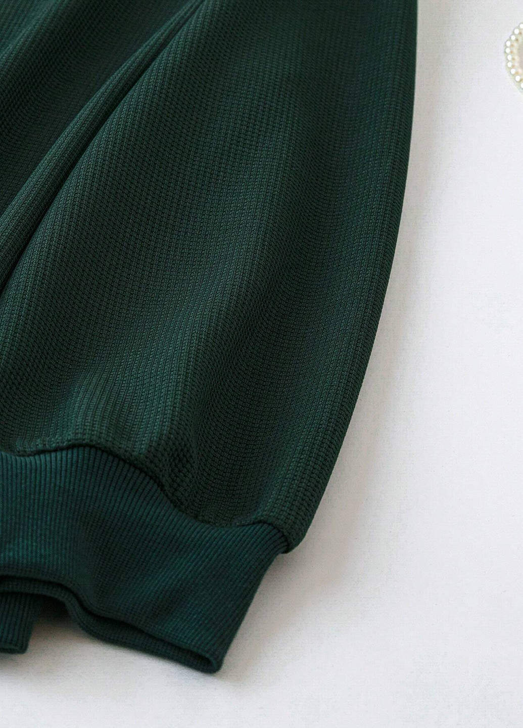 Темно-зелений світшот SHEIN однотонний без декору (308792780)