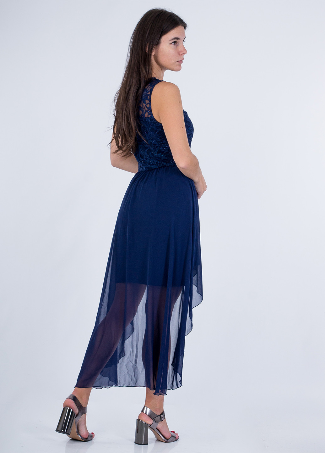 Темно-синя коктейльна плаття, сукня кльош, зі шлейфом Quiz однотонна