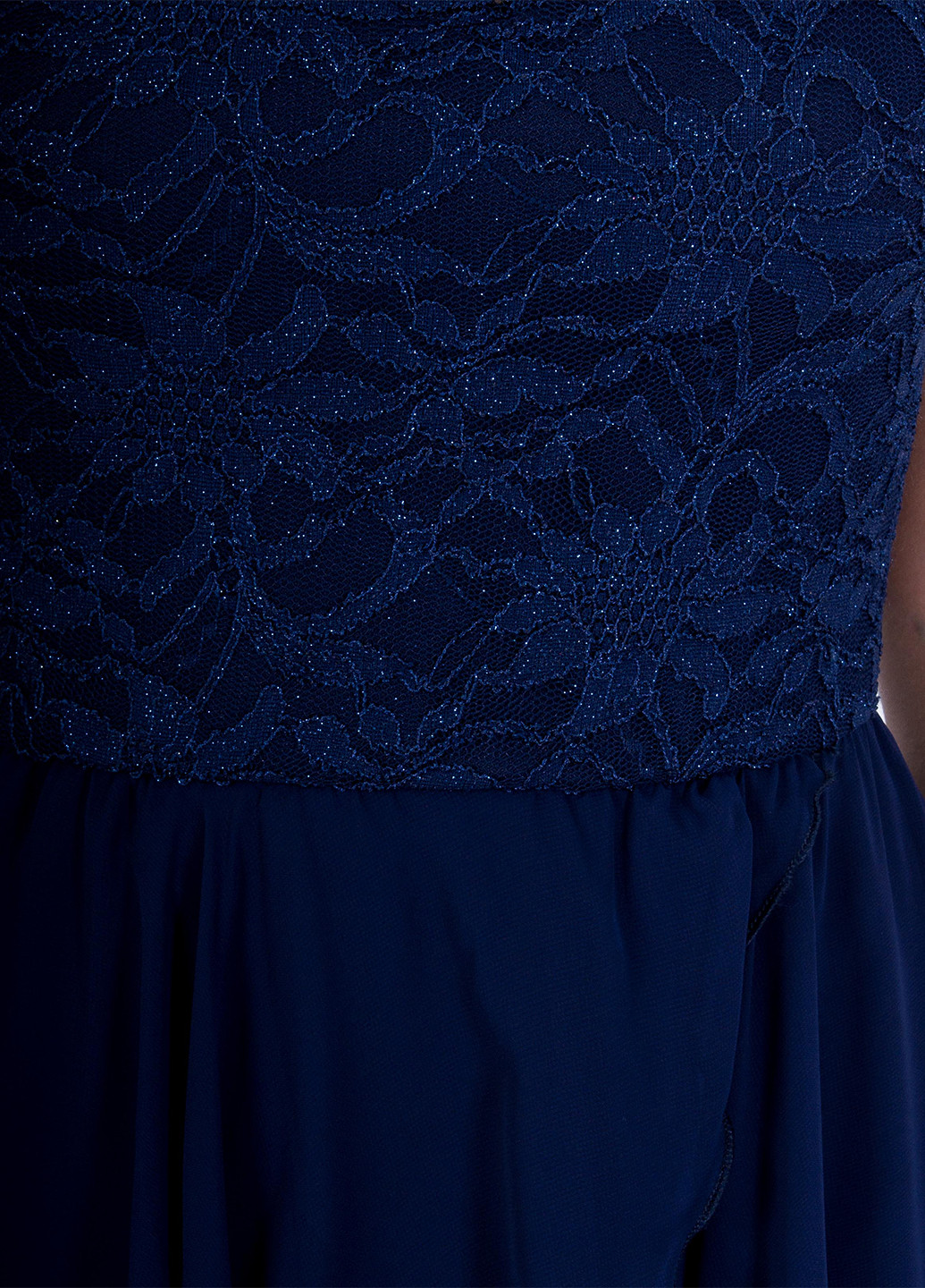 Темно-синее коктейльное платье со шлейфом, клеш Quiz однотонное