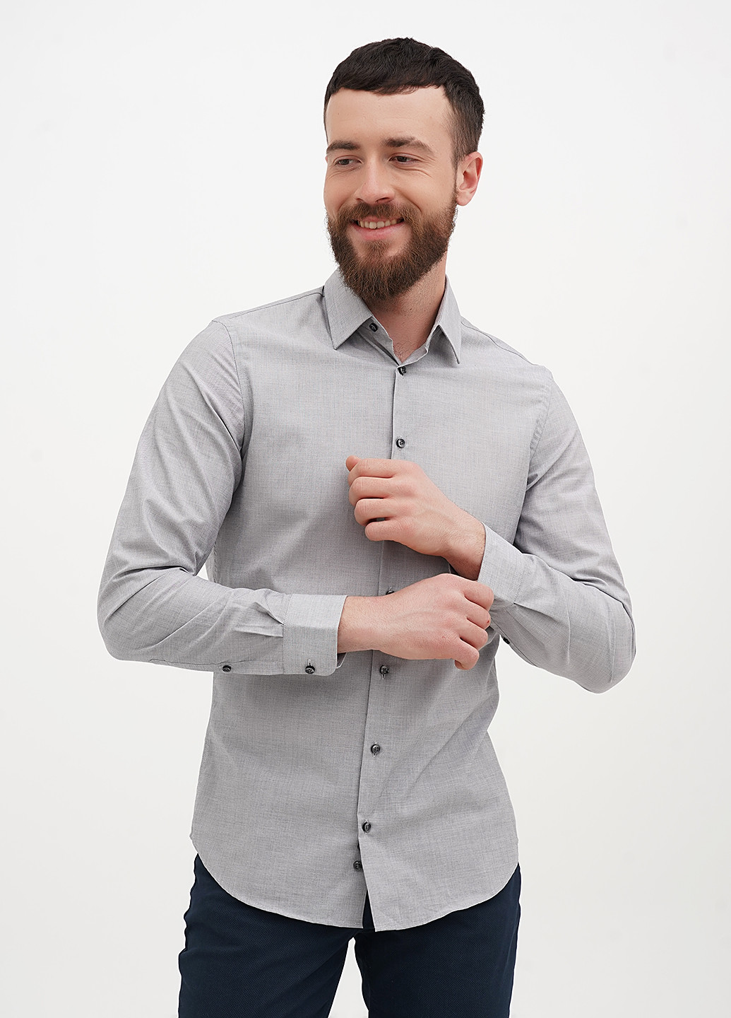 Серая классическая, кэжуал рубашка меланж C&A