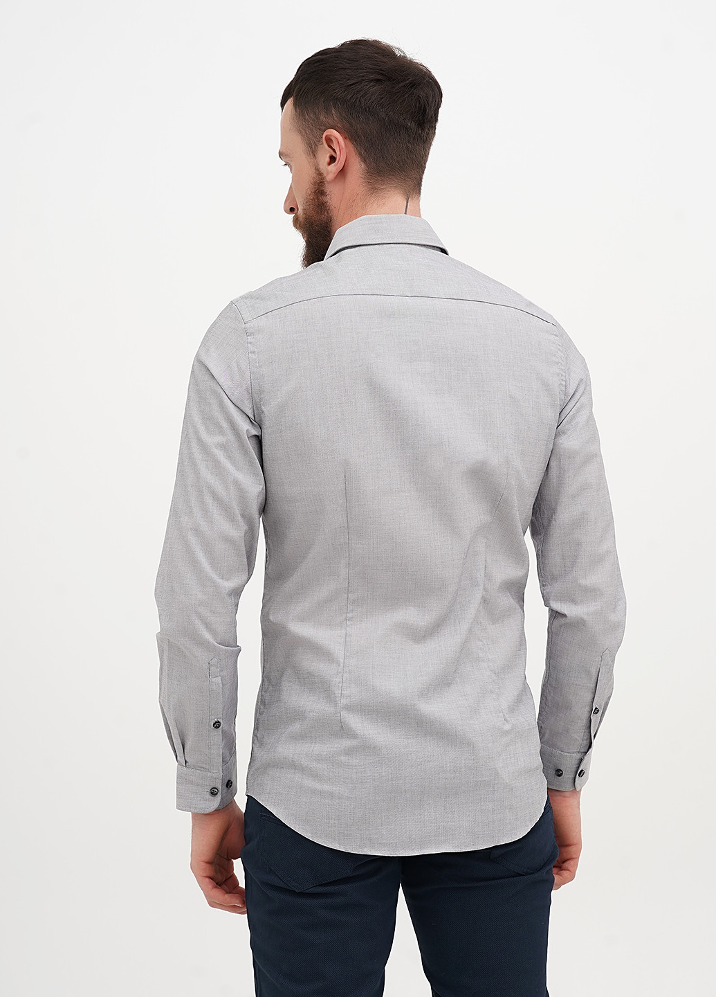 Серая классическая, кэжуал рубашка меланж C&A