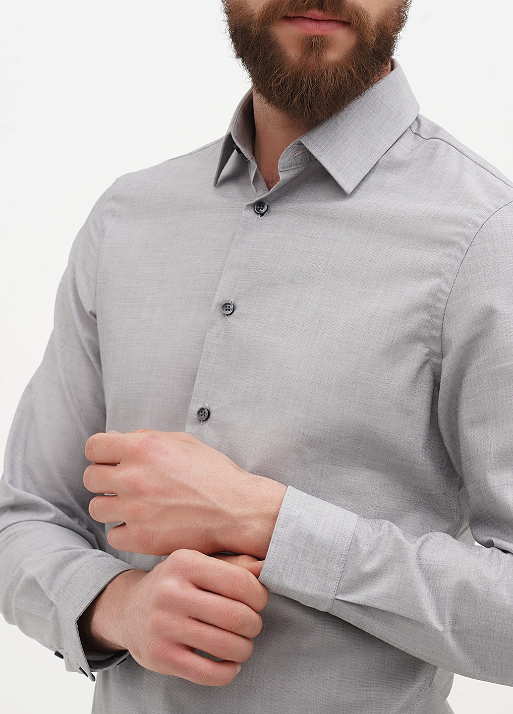 Серая классическая, кэжуал рубашка меланж C&A