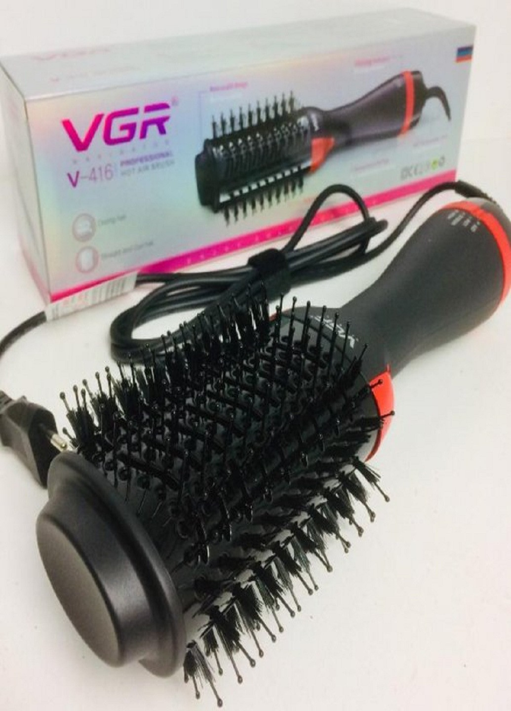 Фен-щетка для волос V-416 мультистайлер с расческой 1000 Вт Черный VGR (254110774)