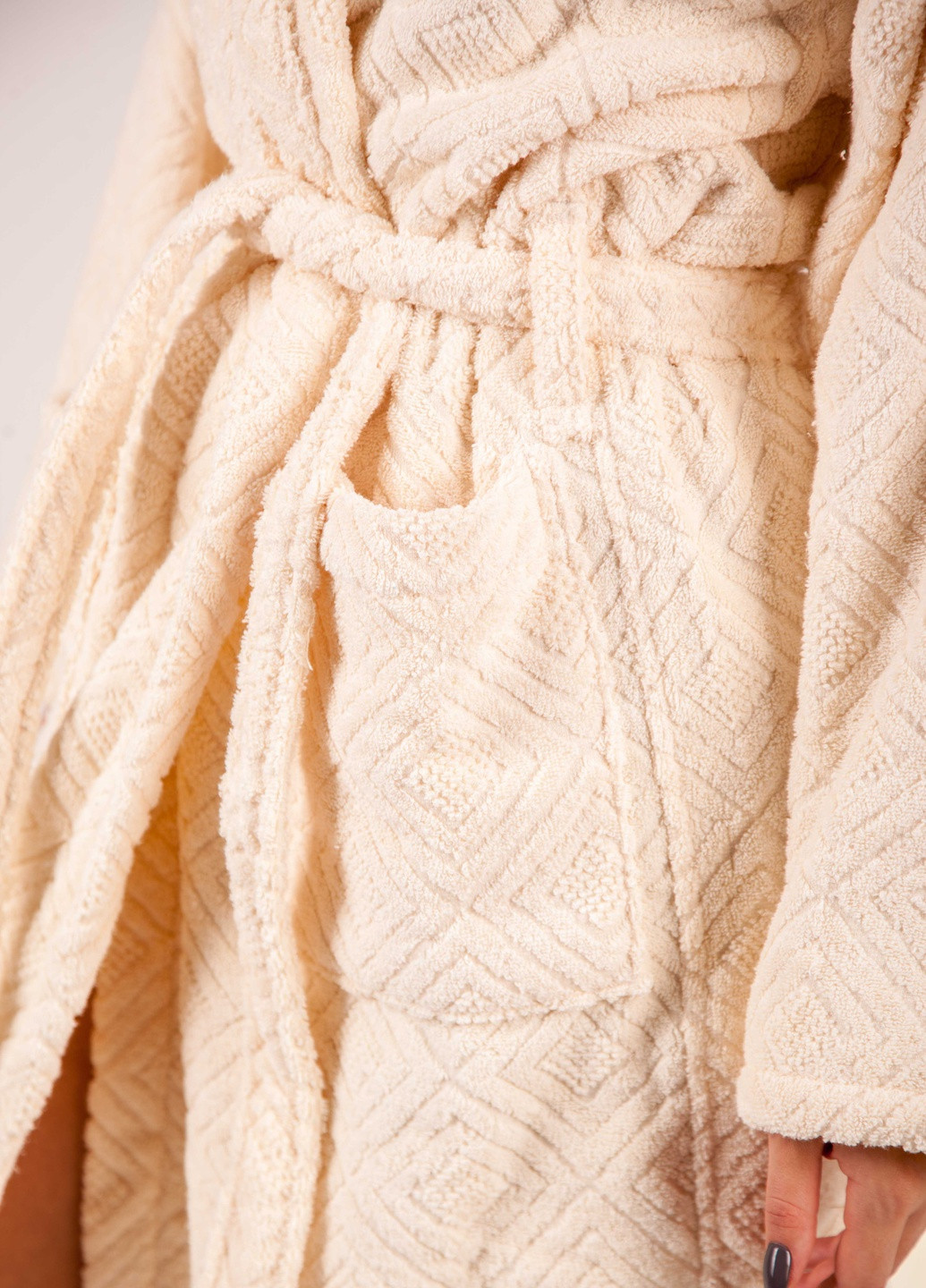 Халат махровый Berlin, кремовый, размер M (3800980994095) Bulgaria-Tex плотность - 420 гр/м2 (251459982)