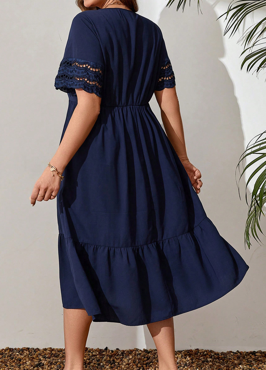 Синее кэжуал платье а-силуэт SHEIN однотонное