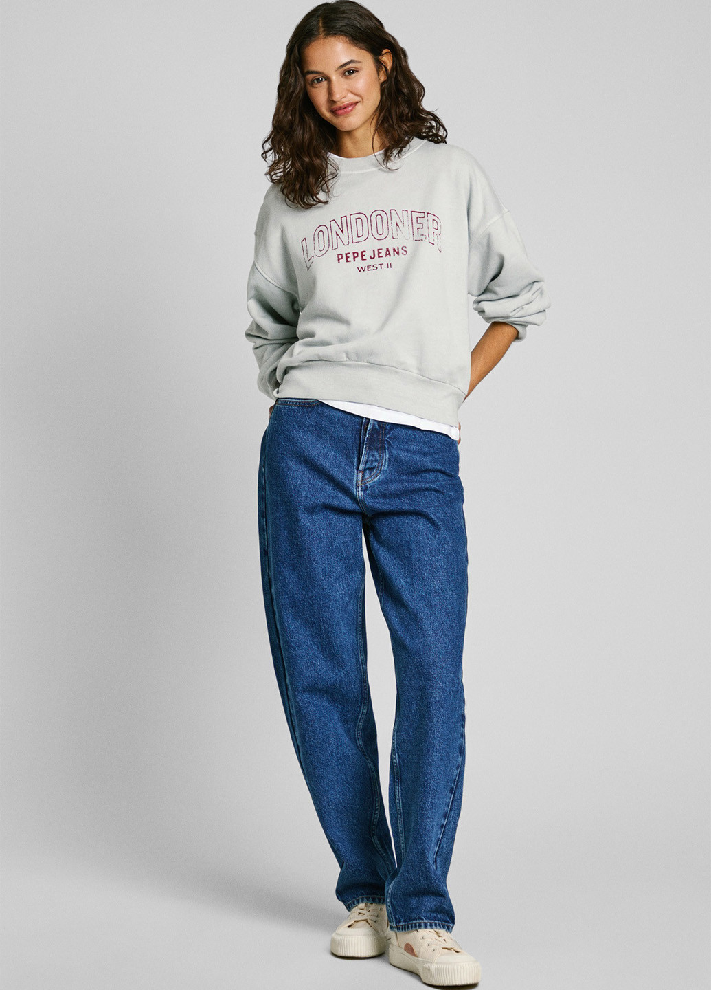 Світло-сірий світшот Pepe Jeans напис без декору (315060146)