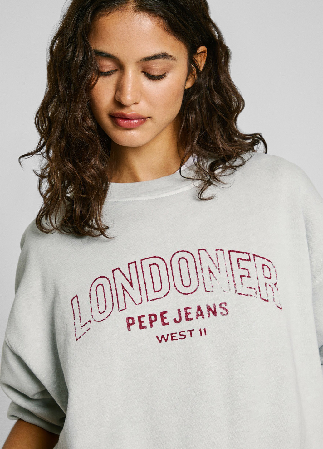 Світло-сірий світшот Pepe Jeans напис без декору (315060146)