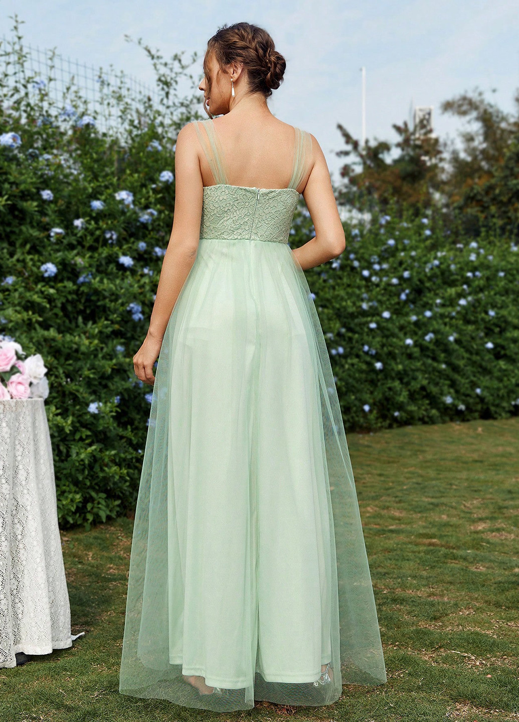 М'ятна святковий сукня кльош SHEIN однотонна