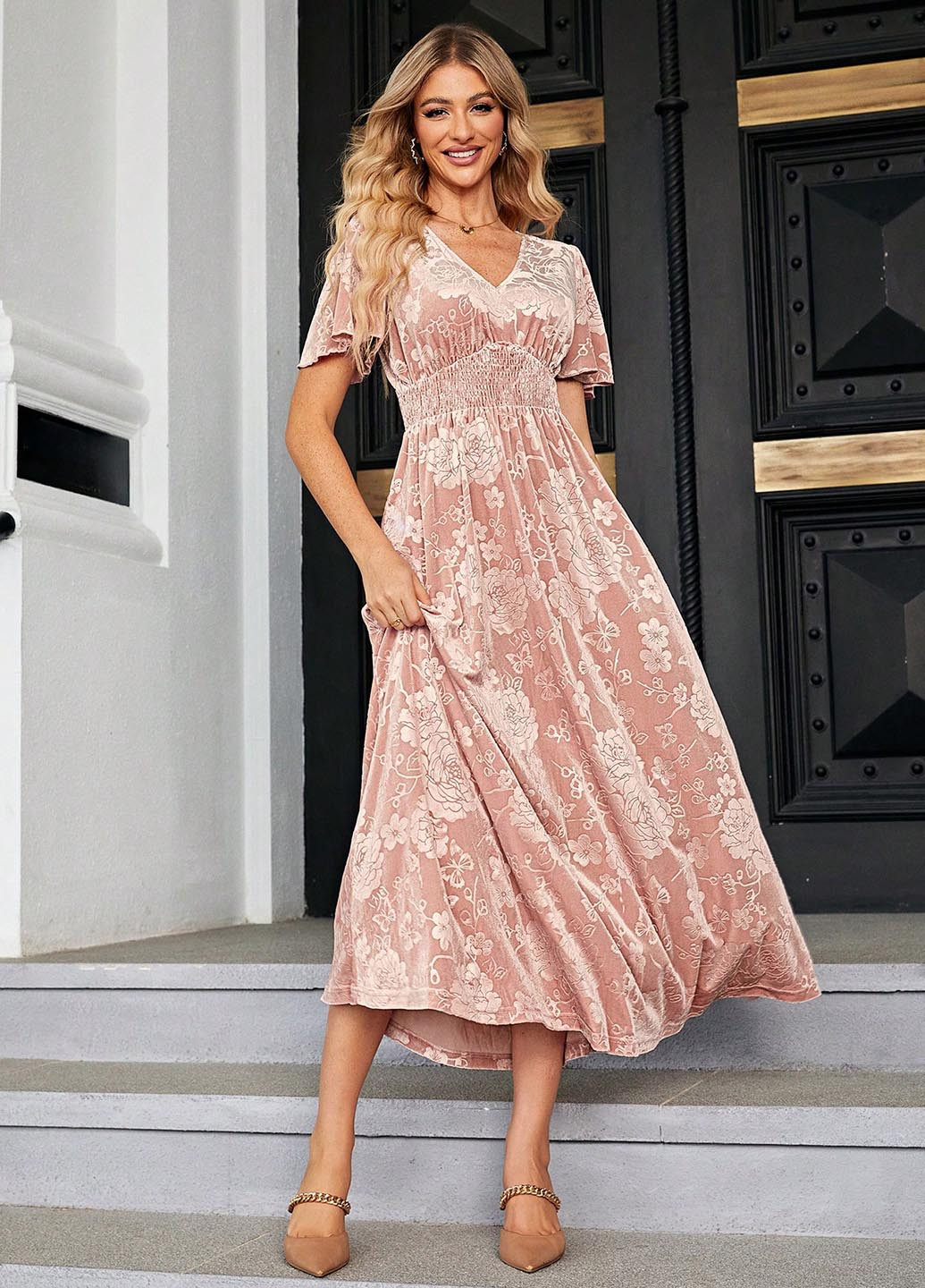 Рожева кежуал сукня в стилі армпір SHEIN з квітковим принтом