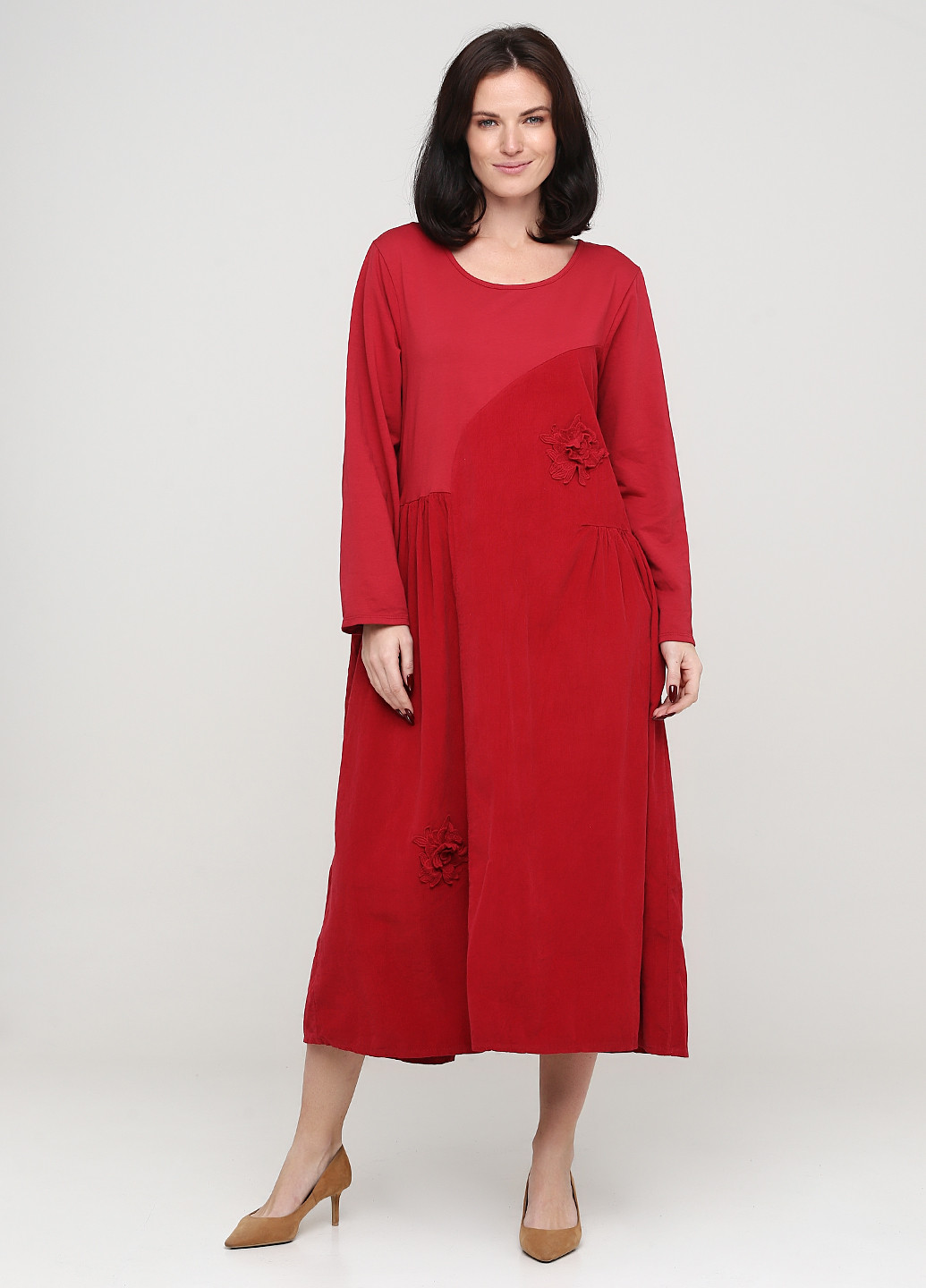 Темно-красное кэжуал платье оверсайз Made in Italy однотонное