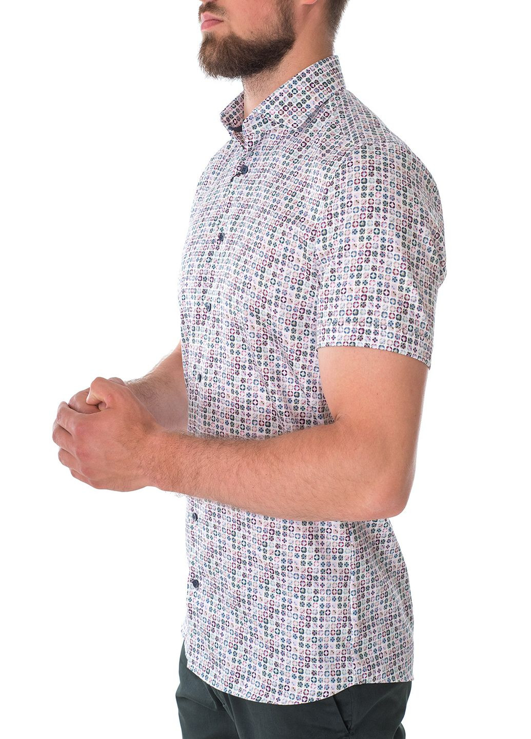 Цветная рубашка с абстрактным узором Olymp