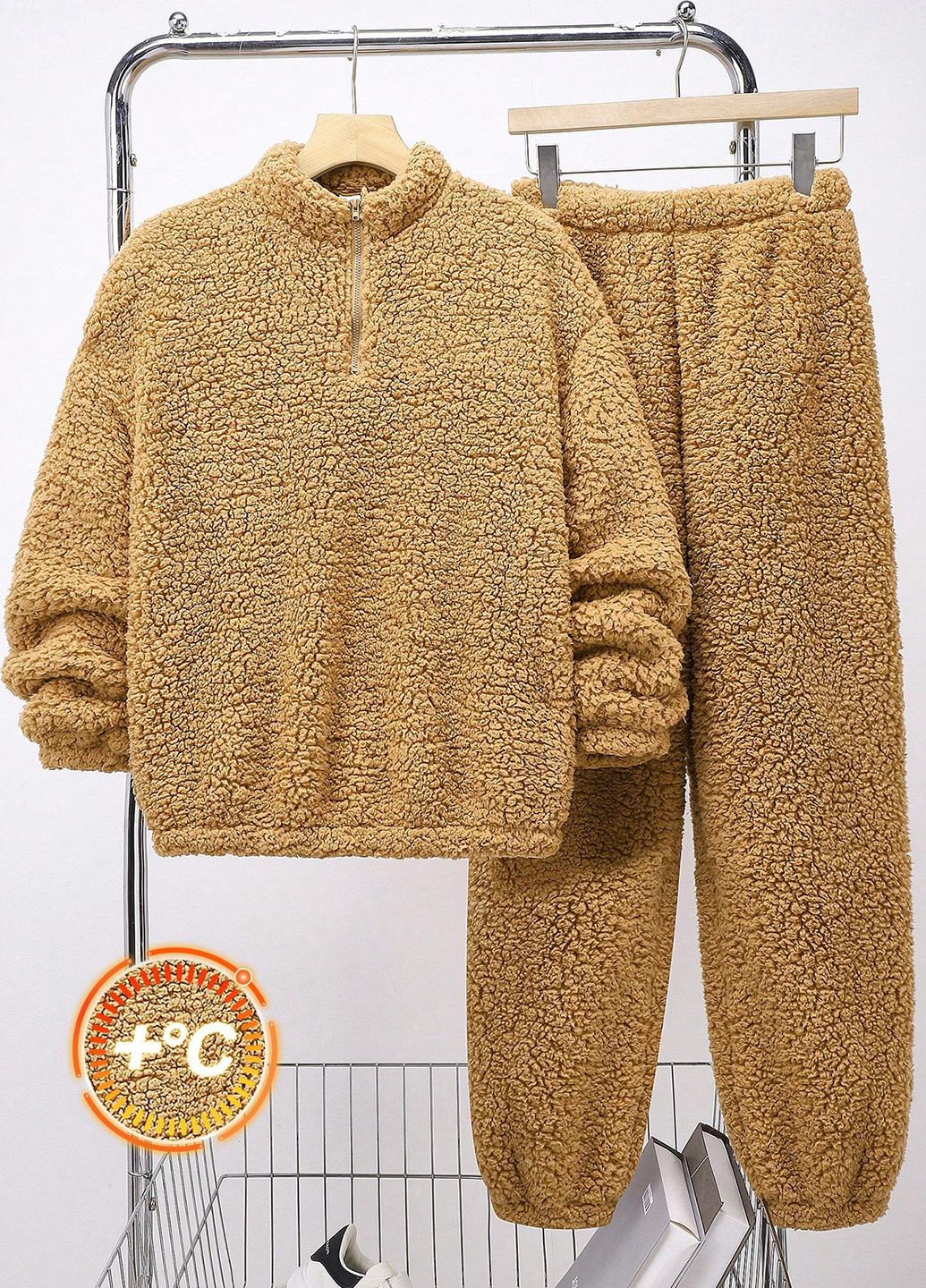 Бежевый демисезонный комплект (свитер, брюки) SHEIN