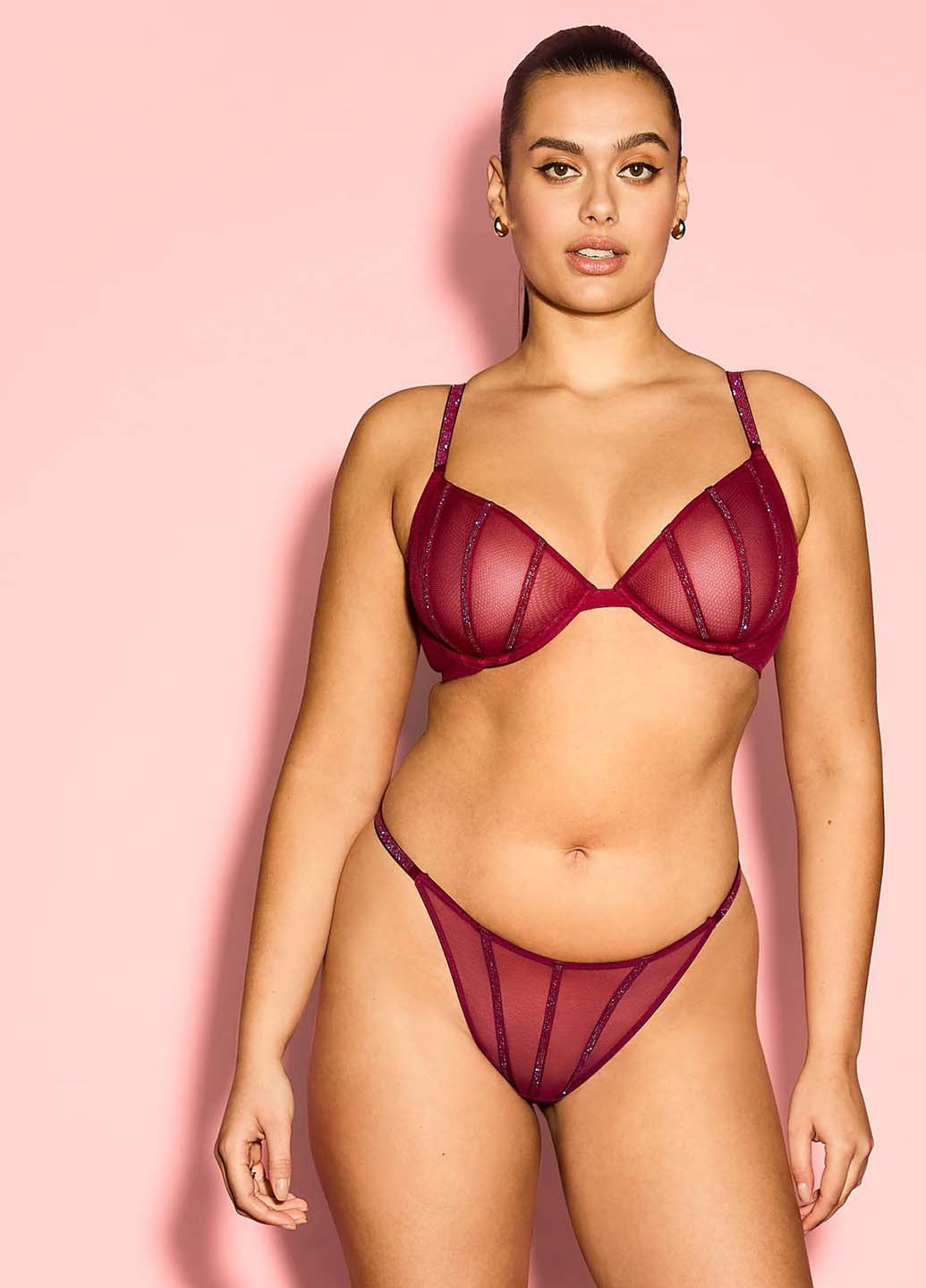 Бордовый демисезонный комплект (бюстгальтер, трусики) Victoria's Secret