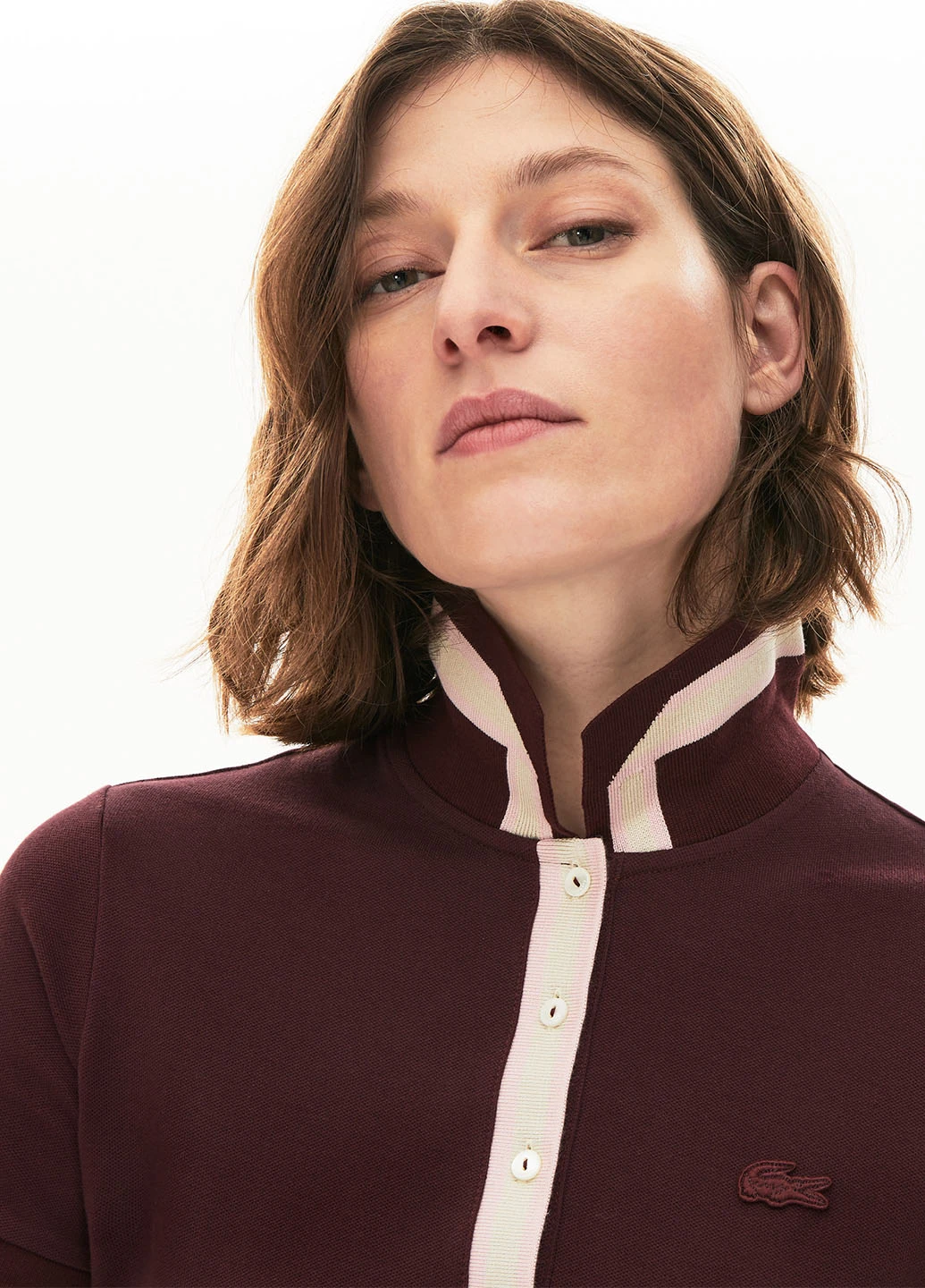 Коричневая женская футболка-поло Lacoste однотонная