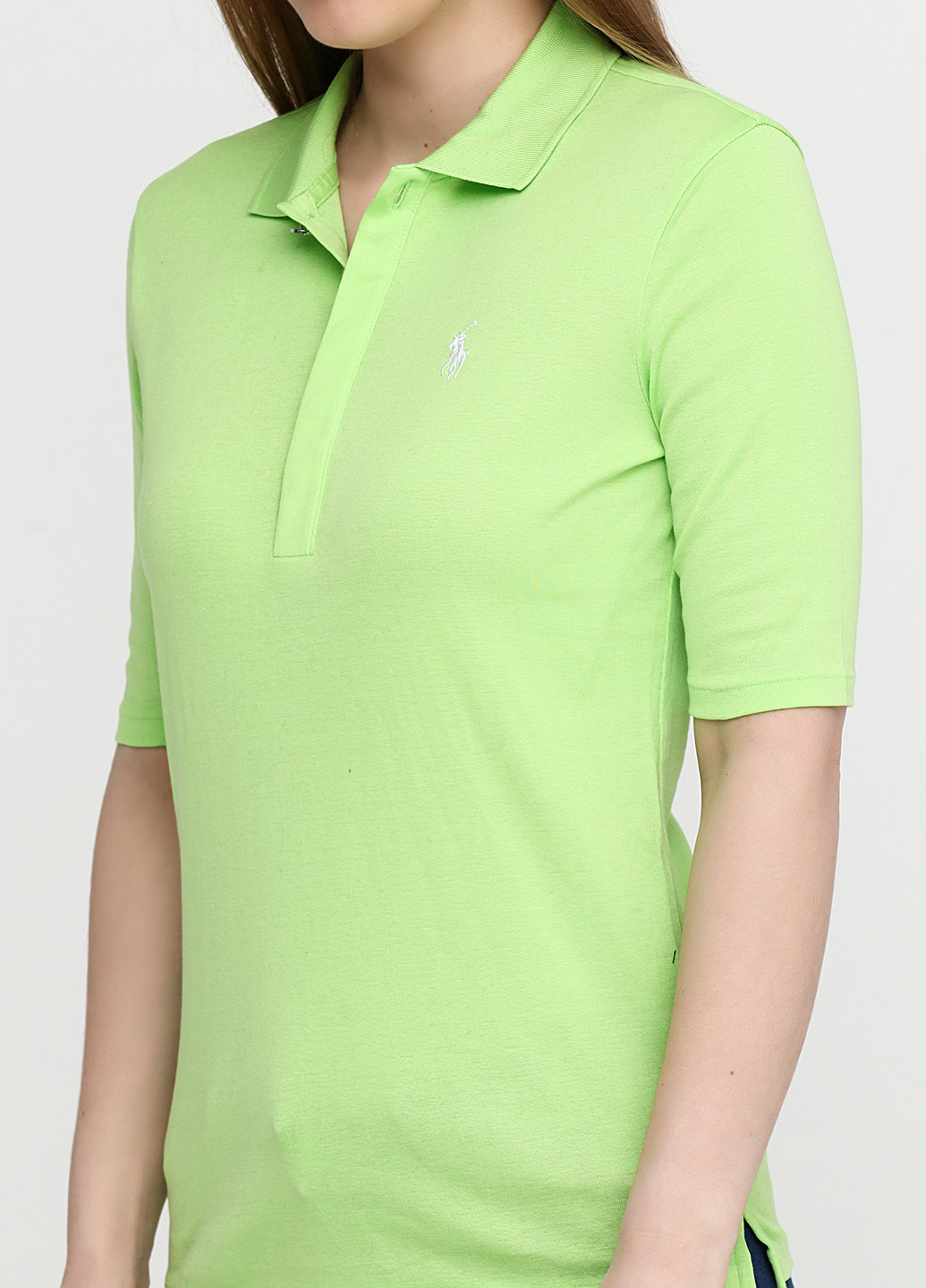 Салатовая женская футболка-поло Ralph Lauren однотонная