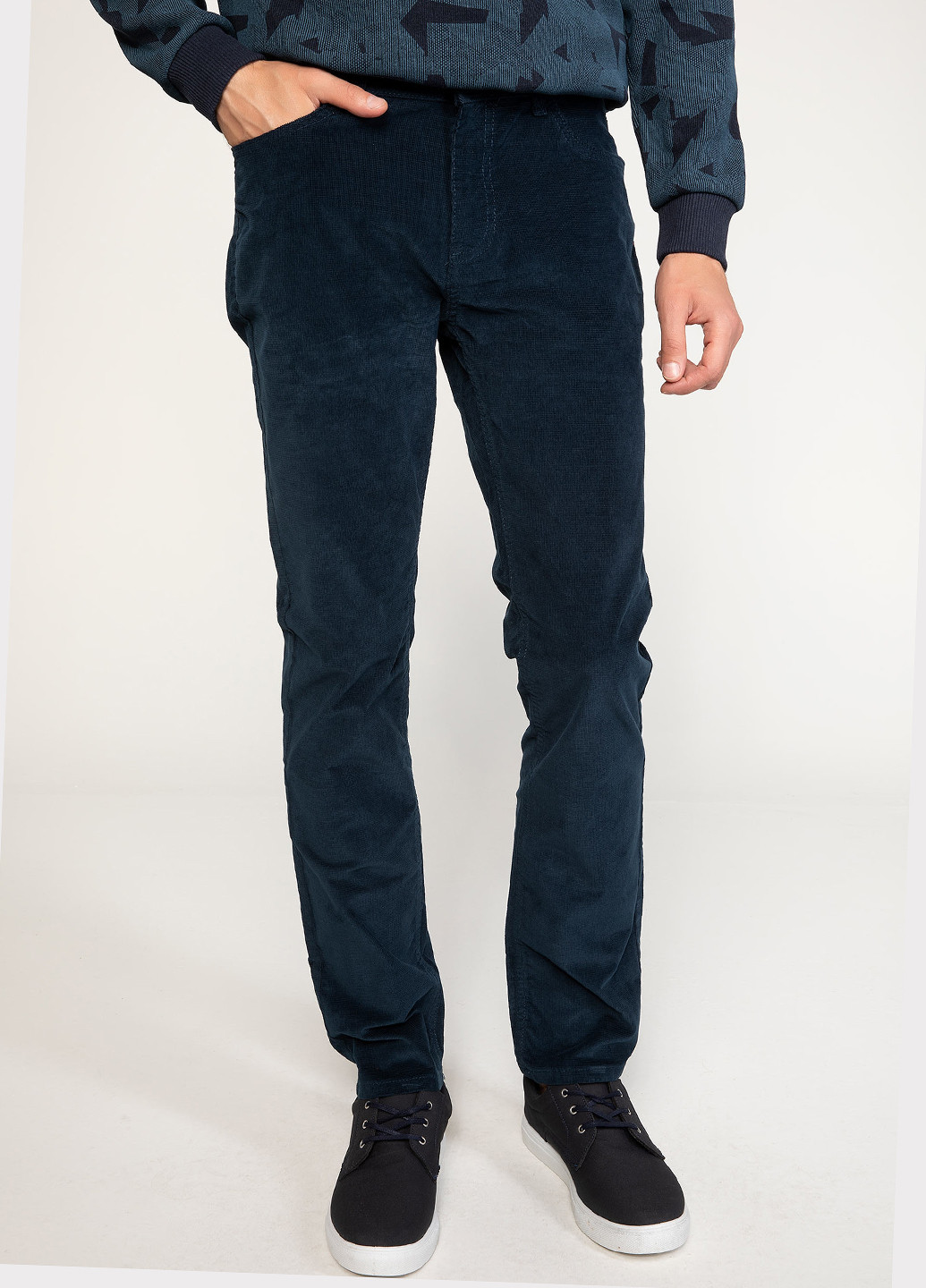 Светло-синие кэжуал демисезонные прямые брюки DeFacto