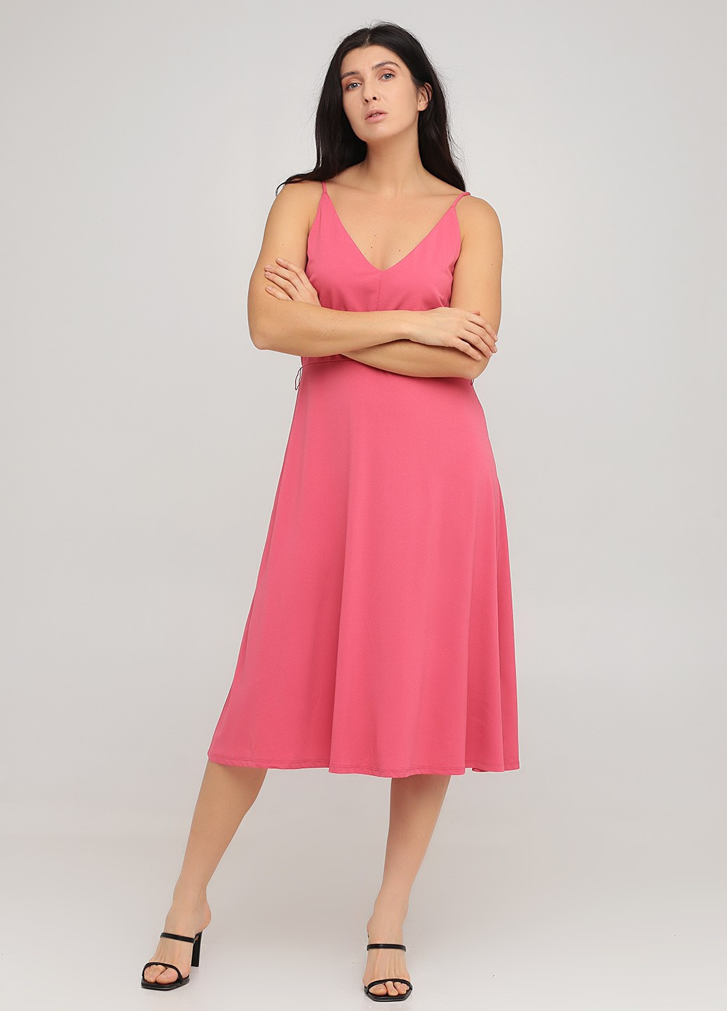 Розовое кэжуал платье H&M однотонное