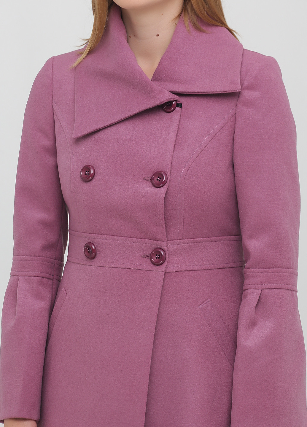 Розовое демисезонное Пальто двубортное Femme Prive