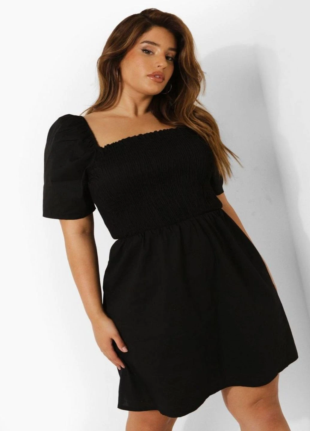 Черное кэжуал платье Boohoo однотонное