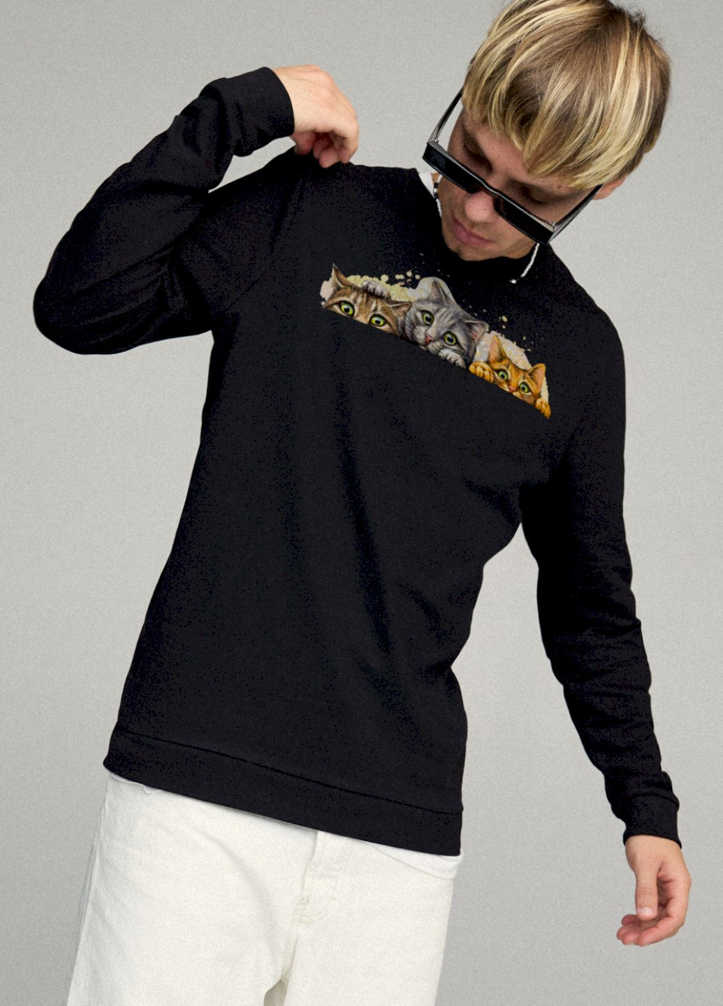 Черный світшот чоловічий basic /no flis/ YAPPI рисунок (254557793)