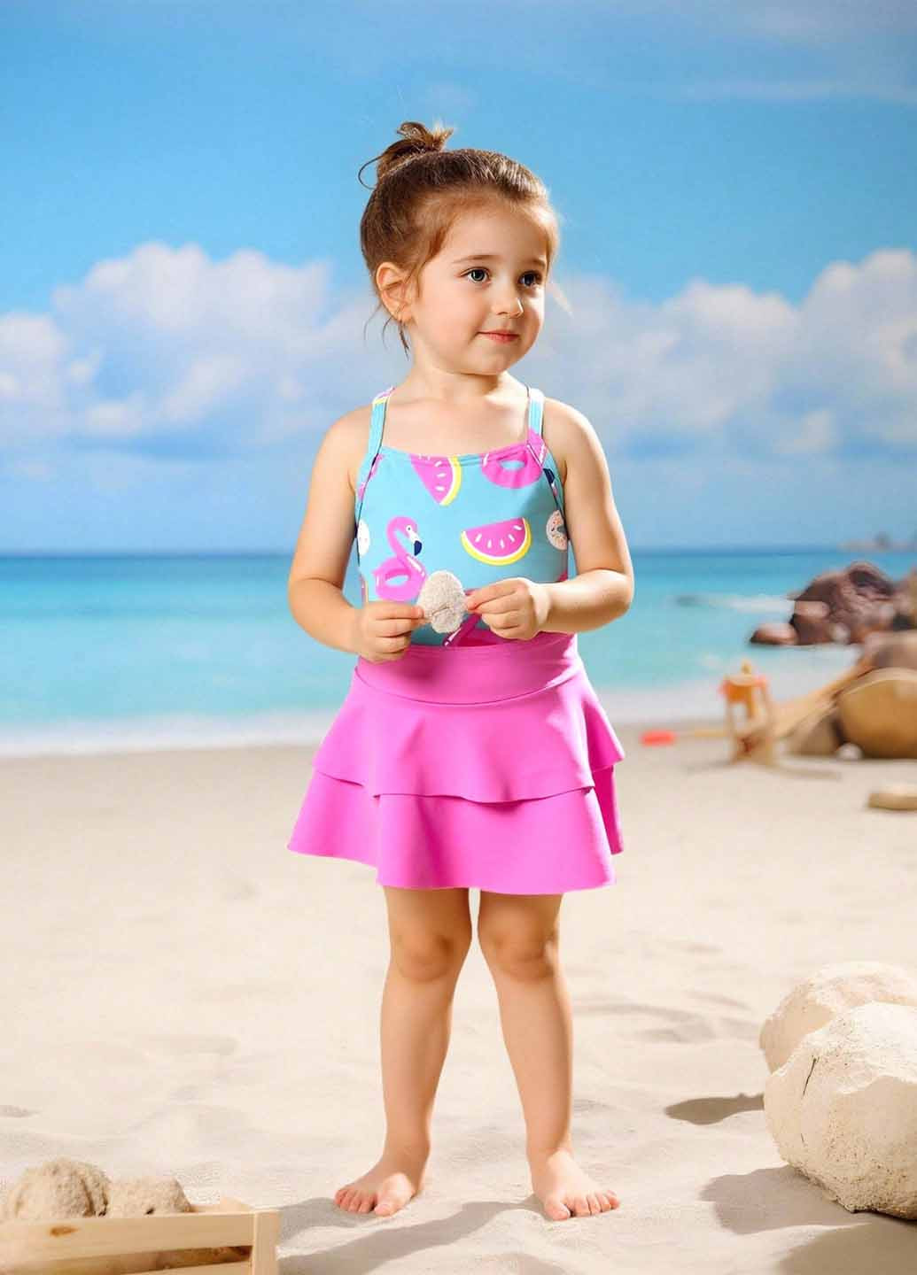 Комбинированный летний купальник слитный SHEIN