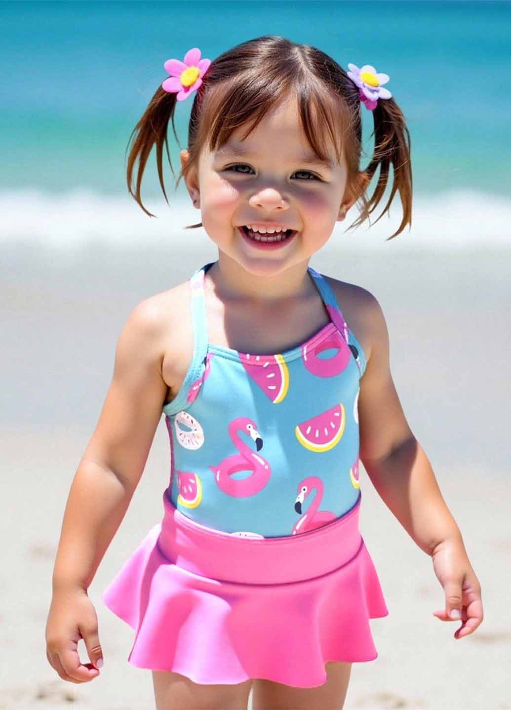 Комбинированный летний купальник слитный SHEIN