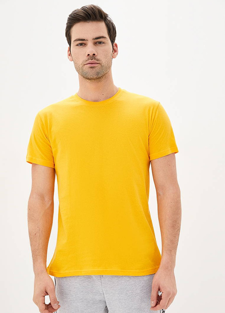 Желтая футболка мужская базовая с коротким рукавом Роза